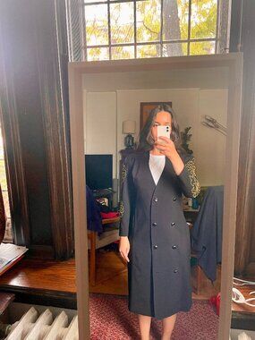 Black wool vintage jacket with gold embellishment sleeves